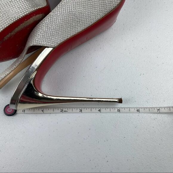 Christian Louboutin Private Number 120 Glitter Luminor Slingback Peep Toe Heels - Picture 11 of 13